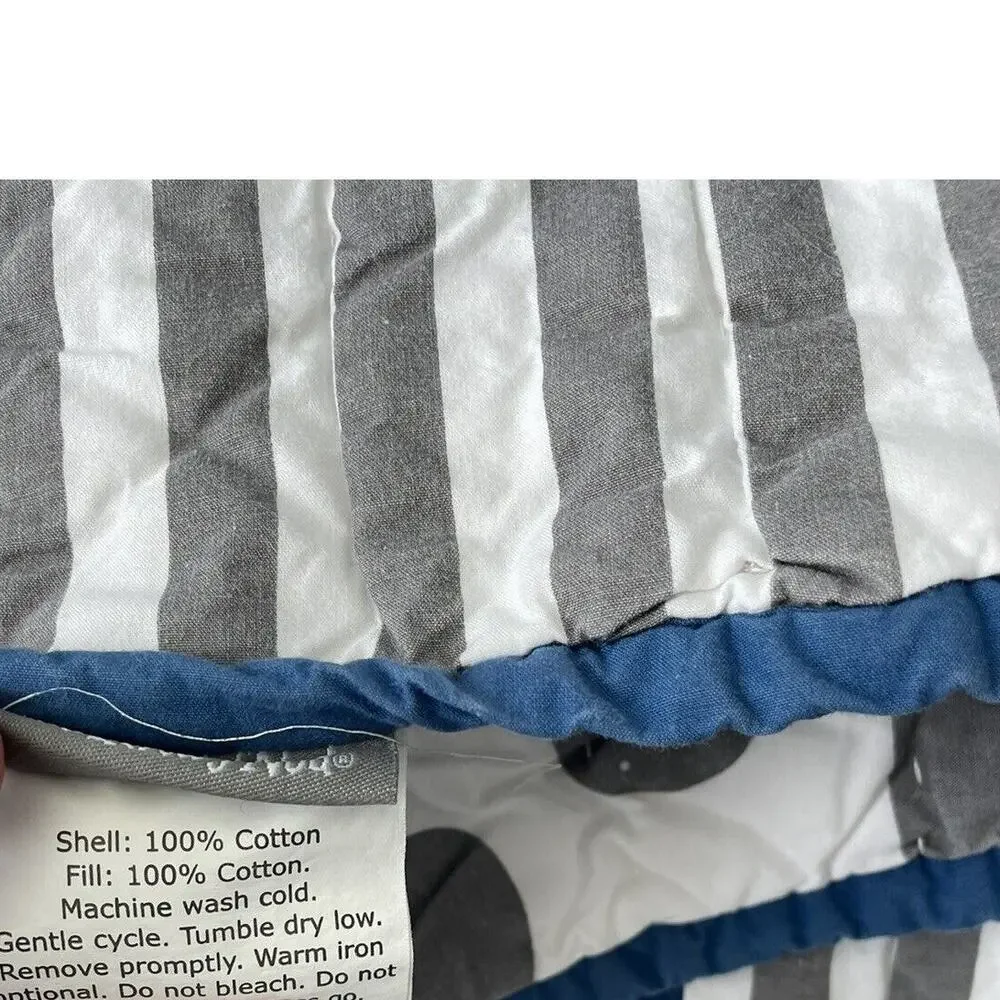 The Land Of Nod Crib Sheet Set Make a Splash Whales Blue Gray Fitted Skirt Quilt